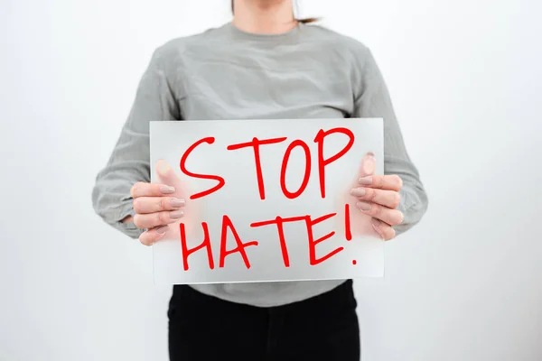 Señal Que Muestra Stop Hate Internet Concept Prevenir Presión Agresiva — Foto de Stock