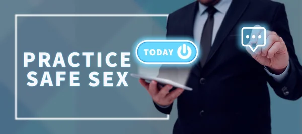 Szöveges Megjelenítés Gyakorlatok Biztonságos Szex Üzleti Ötlet Közösülés Amelyben Intézkedéseket — Stock Fotó
