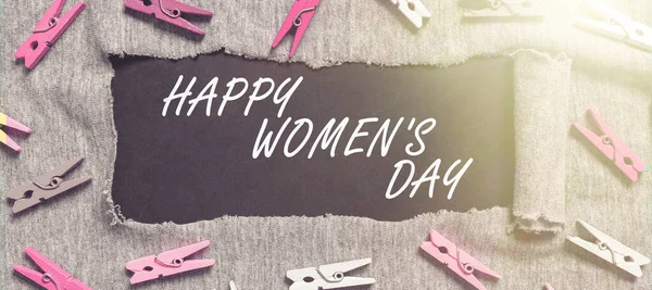 Inspiración Mostrando Signo Feliz Día Mujer Concepto Negocio Para Conmemorar —  Fotos de Stock