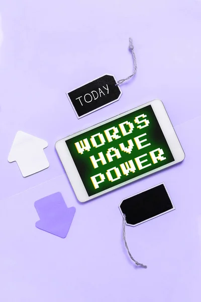Inspiracja Pokazując Znak Słowa Mają Władzę Pomysł Biznes Energia Możliwość — Zdjęcie stockowe