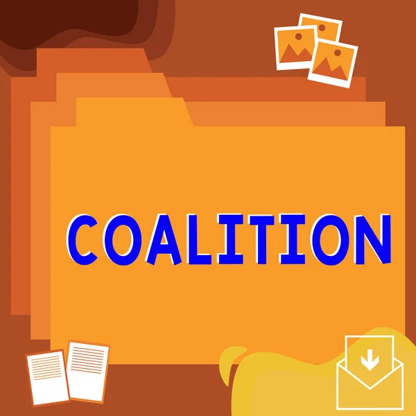Tekst Teken Toont Coalitie Business Showcase Een Tijdelijke Alliantie Van — Stockfoto