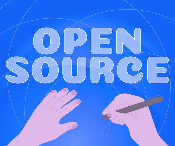 จอแสดงผลแนวค Open Source Internet Concept แสดงซอฟต แวร นฉบ บพร อมใช — ภาพถ่ายสต็อก