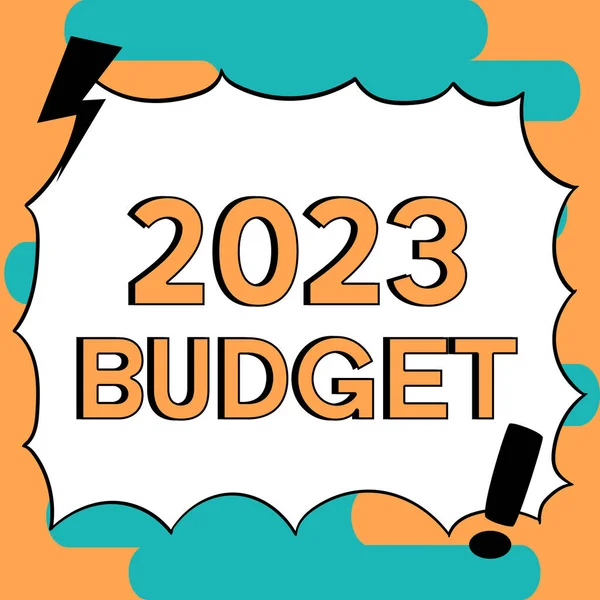 Έμπνευση Δείχνει Σημάδι 2023 Προϋπολογισμός Word Συντάχθηκε Για Επιχειρηματικό Χρηματοδοτικό — Φωτογραφία Αρχείου