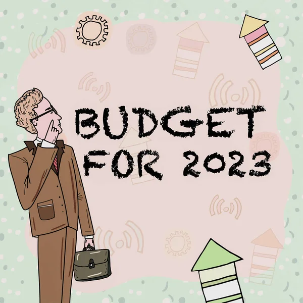 Εγγραφή Εμφανίζοντας Τον Προϋπολογισμό Κειμένου Για 2023 Έννοια Έννοια Μια — Φωτογραφία Αρχείου