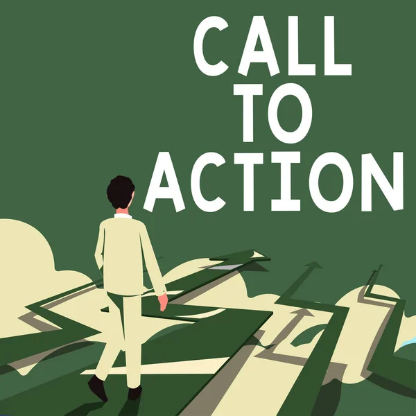 Konceptvisning Call Action Affärsidé Uppmuntra Beslut Vidare Framgångsrik Strategi — Stockfoto