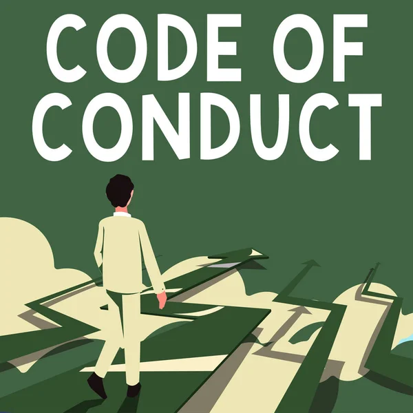 Signer Main Code Conduite Aperçu Entreprise Règles Éthique Codes Moraux — Photo