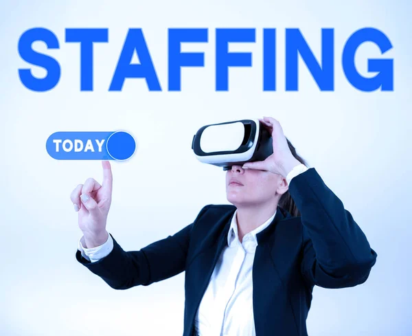 Legenda Conceitual Staffing Word Porcentagem Trabalhadores Que Substituíram Por Novos — Fotografia de Stock