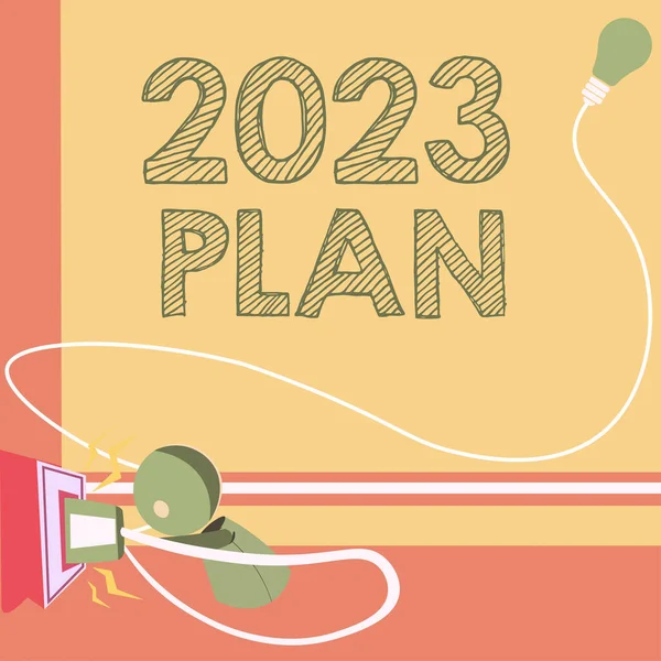 概念性展示2023计划 概念性的照片 设定你本年度或2023年的目标和计划 — 图库照片