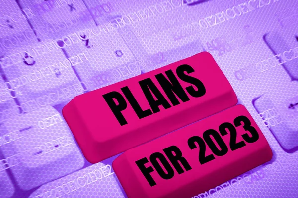 Inspiration Showing Sign Plans 2023 Business Approach Intention Decision What — Stock Photo, Image