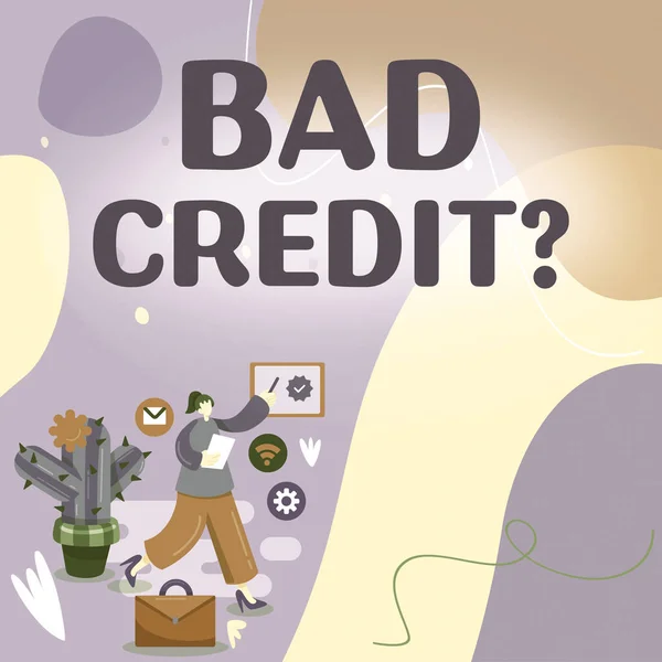 Koncepcyjny Wyświetlacz Bad Credit Koncepcja Oznacza Oferowanie Pomocy Przejściu Pożyczki — Zdjęcie stockowe