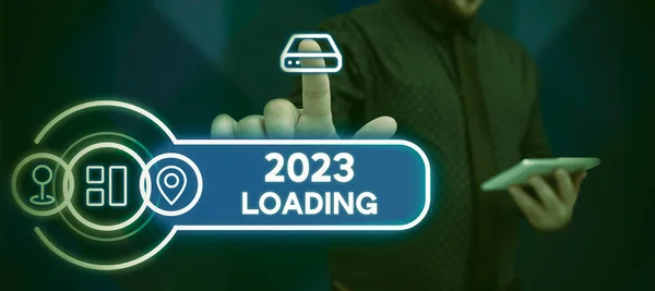 Yazısı Metni 2023 Yükleme Yaklaşımı Gelecek Yılın Reklamları Gelecek Etkinliği — Stok fotoğraf