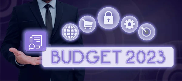 Texto Manuscrito Orçamento 2023 Estimativa Receitas Despesas Para Exercício Seguinte — Fotografia de Stock