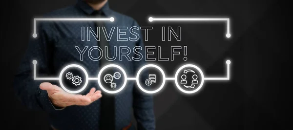 Koncepcionális Kijelző Befektetés Önmagában Üzleti Áttekintés Tanulni Dolgokat Vagy Anyagokat — Stock Fotó