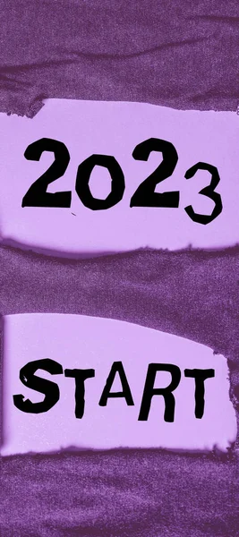 Szöveg Felirat Bemutatása 2023 Start Üzleti Megközelítés Emlékezve Tavalyi Események — Stock Fotó