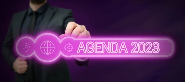 Panneau Affichant Agenda 2023 Aperçu Des Activités Des Entreprises Liste — Photo