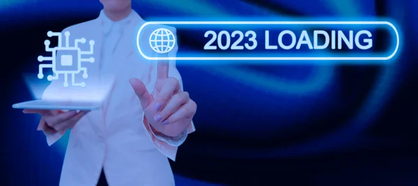 Teksten Weergeven 2023 Loading Business Showcase Reclame Het Komende Jaar — Stockfoto