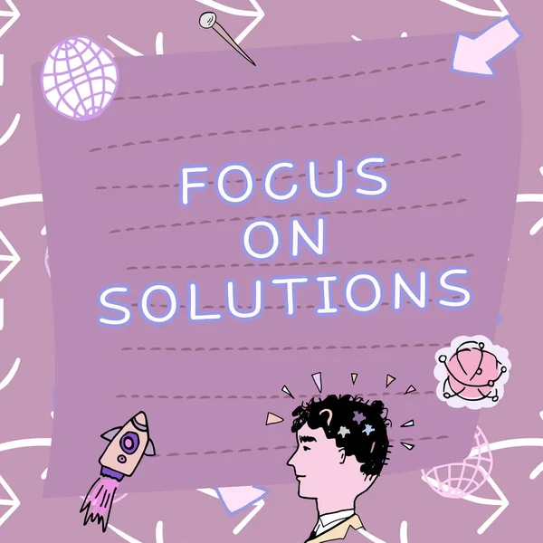 Sign Displaying Focus Solutions Üzleti Ötlet Hatékony Gyakorlati Módja Annak — Stock Fotó