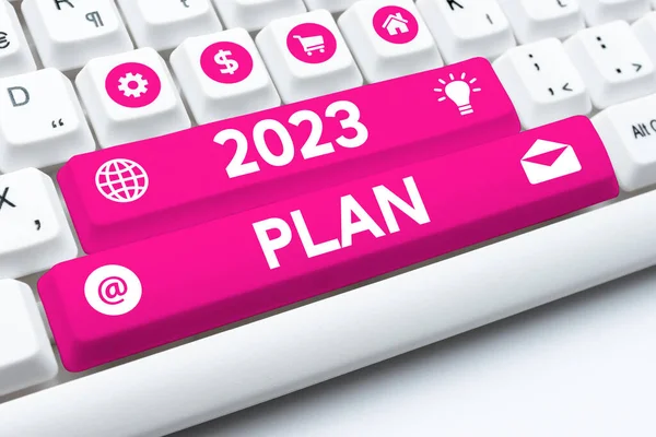 Texto Presentando Plan 2023 Concepto Negocio Estableciendo Sus Metas Planes —  Fotos de Stock