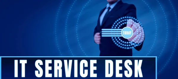 Hand Writing Sign Service Desk Business Concept Technologická Podpora Online — Stock fotografie