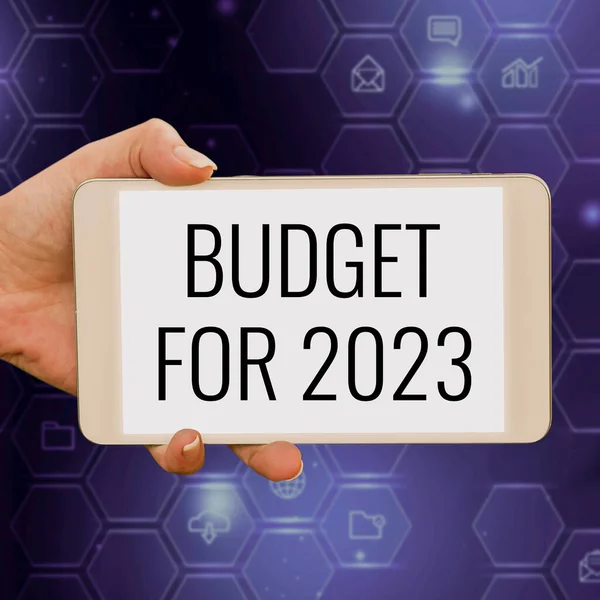 Legenda Conceitual Orçamento Para 2023 Conceito Significado Uma Estimativa Escrita — Fotografia de Stock