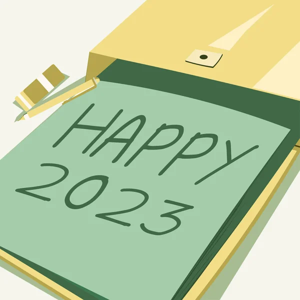 Titulek Textem Happy 2023 Obchodní Přehlídka Oslav Začátku Kalendářního Roku — Stock fotografie