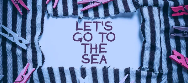 Handschrift Tekst Let Sea Business Showcase Uitnodiging Vakantie Paradijs Strand — Stockfoto