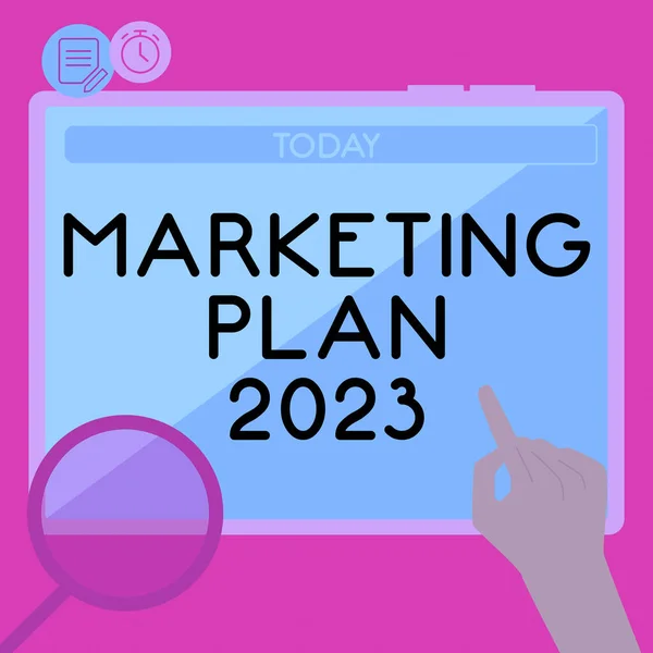 Conceptual Caption Marketing Plan 2023 Business Showcase Schedule Defining Brand — 스톡 사진