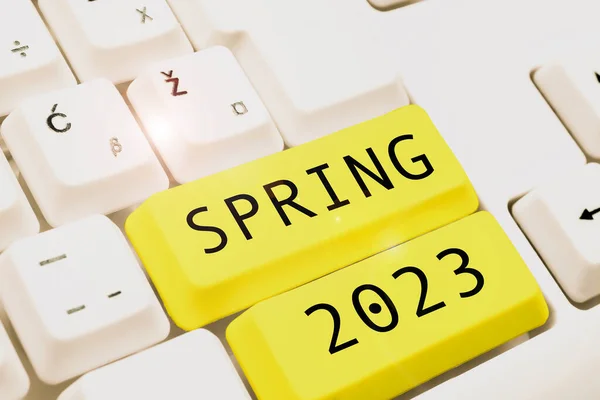 Handwriting Text Spring 2023 Concept Meaning Time Year Flowers Rise — Stock Photo, Image