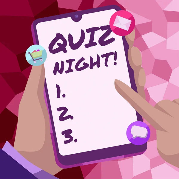 Sign Exibindo Quiz Night Palavra Escrito Competição Conhecimento Teste Noite — Fotografia de Stock