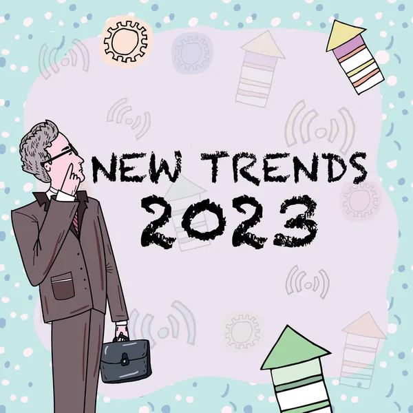 컨셉트 디스플레이 New Trends 2023 비즈니스 방향에서 개발하고 무언가 — 스톡 사진
