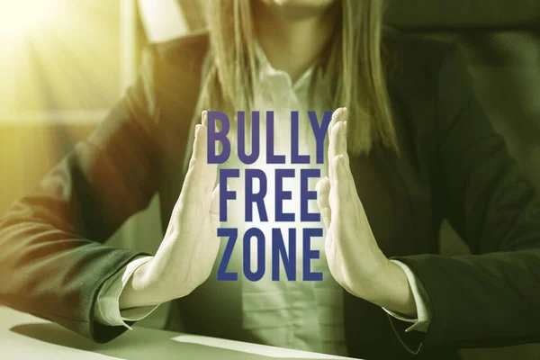Εννοιολογική Λεζάντα Bully Free Zone Word Γράφτηκε Για Σέβεσαι Τους — Φωτογραφία Αρχείου