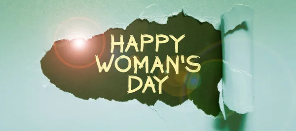 Pisanie Tekstu Happy Woman Day Koncepcja Internetowa Upamiętniająca Istotę Każdej — Zdjęcie stockowe