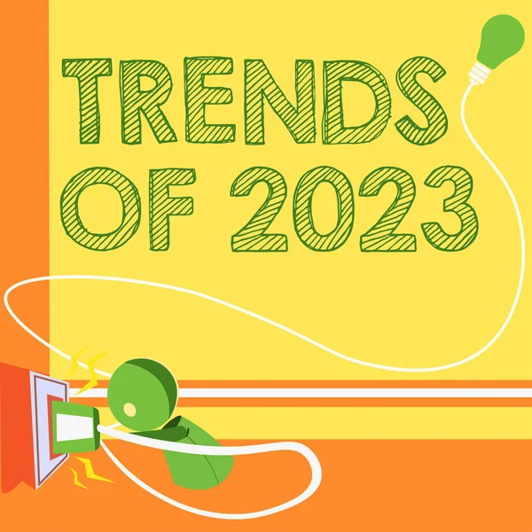 Σημάδι Κειμένου Δείχνει Τάσεις Του 2023 Επιχειρηματική Προσέγγιση Πράγματα Που — Φωτογραφία Αρχείου