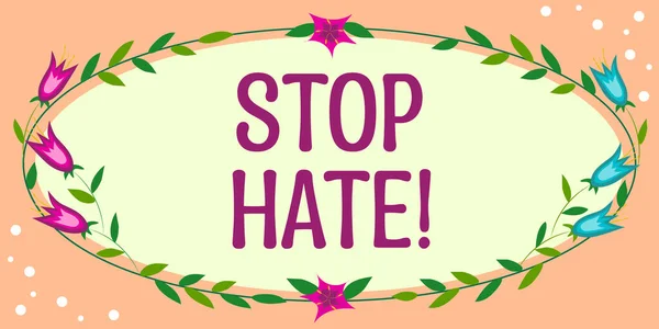 Señal Que Muestra Stop Hate Internet Concept Prevenir Presión Agresiva — Foto de Stock