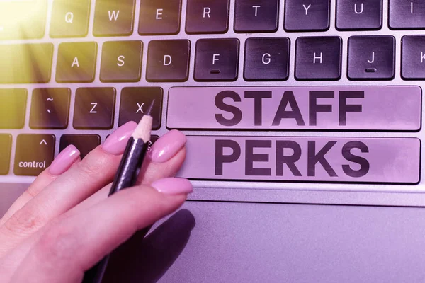 Texto Escritura Personal Perks Palabra Escrita Sobre Los Trabajadores Beneficios — Foto de Stock