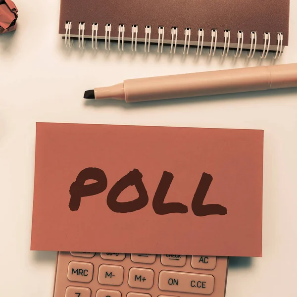 Text Caption Presenting Poll Word Written Record Number Votes Cast — Stock Photo, Image
