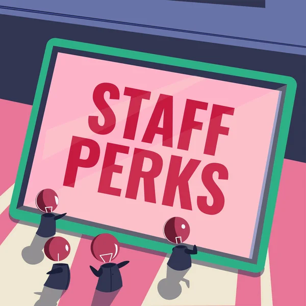 Assinar Exibindo Perks Staff Internet Concept Trabalhadores Benefícios Bônus Remuneração — Fotografia de Stock