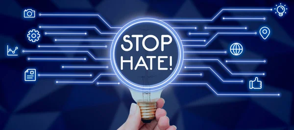 Texto Que Presenta Stop Hate Enfoque Empresarial Prevenir Presión Agresiva — Foto de Stock