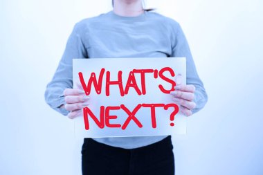 Sırada ne olduğunu gösteren metin işareti, iş şovu bilgi al Sorgu Araştırması Araştırması