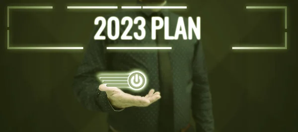 Inspiration Montrant Signe 2023 Plan Approche Entreprise Établissant Vos Objectifs — Photo
