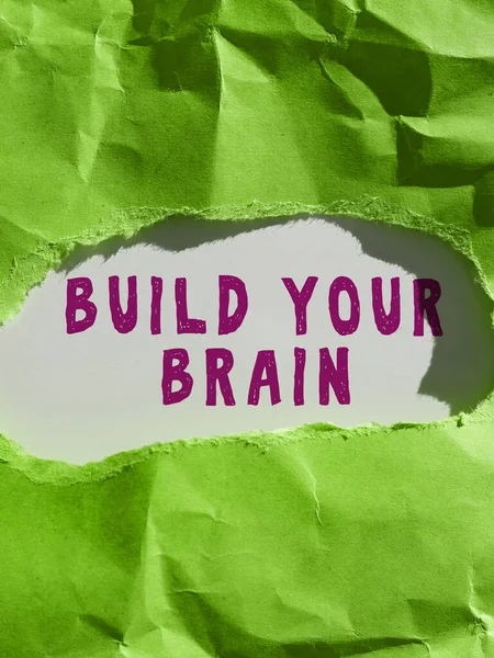 Texto Que Mostra Inspiração Construa Seu Cérebro Palavra Escrito Atividades — Fotografia de Stock