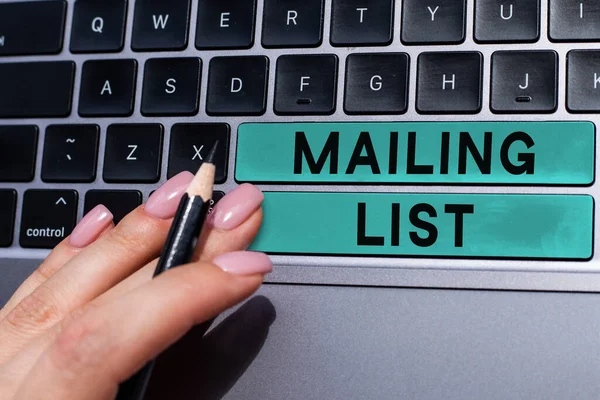 Ispirazione Che Mostra Segno Mailing List Business Overview List Persone — Foto Stock