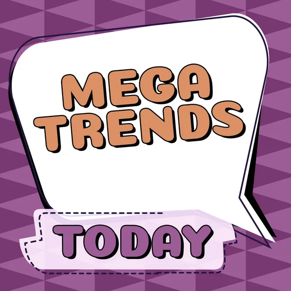 Znak Tekstowy Pokazujący Mega Trendy Podejście Biznesowe Potężne Zjawiska Wpływające — Zdjęcie stockowe