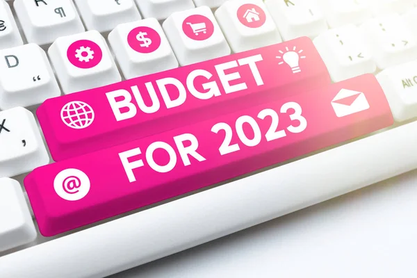 Texto Inspirador Orçamento Para 2023 Panorâmica Das Empresas Estimativas Escritas — Fotografia de Stock