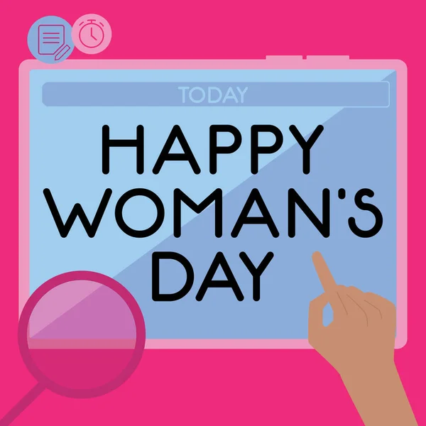 Pokaz Koncepcyjny Happy Woman Day Prezentacja Biznesowa Upamiętniająca Istotę Każdej — Zdjęcie stockowe