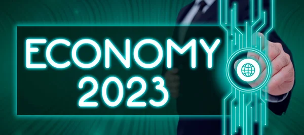 Text Som Visar Inspiration Ekonomi 2023 Affärsidé Tillståndet Rikedom Och — Stockfoto
