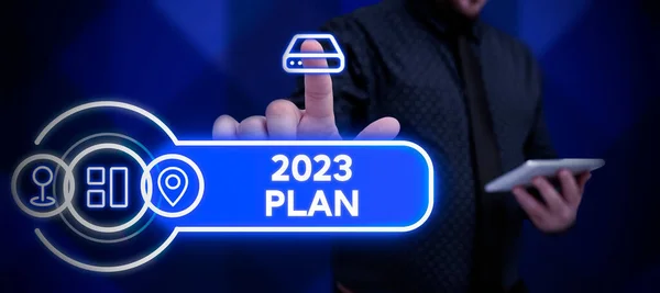 概念図2023年計画 目標と計画を設定することを意味する概念図2023年 — ストック写真