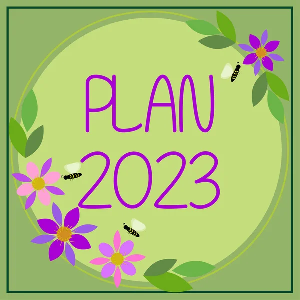 第2023号计划 概念性的照片 详细建议明年做某事或完成某事 — 图库照片