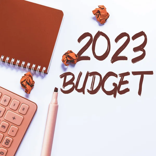 Håndskrift Tegn 2023 Budget Business Tilgang Business Finansieringsplan Nytår Investeringer - Stock-foto