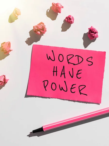 Escribir Mostrando Texto Palabras Tienen Poder Concepto Internet Energía Capacidad —  Fotos de Stock